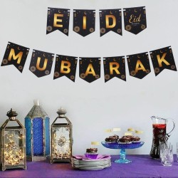 Toptan Eid Mubarak Zikzak Banner