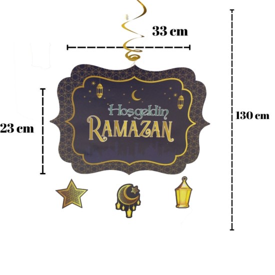 Toptan Hoş geldin Ya Şehri Ramazan Büyük Tavan Süs Mavi