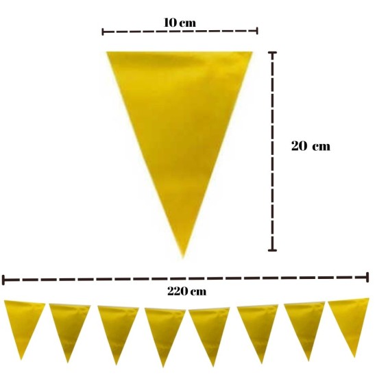 Toptan Üçgen Bayrak Flama Metalize Altın