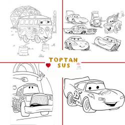 Toptan Cars Boyama Kitabı Stickerlı (16 Sayfa)