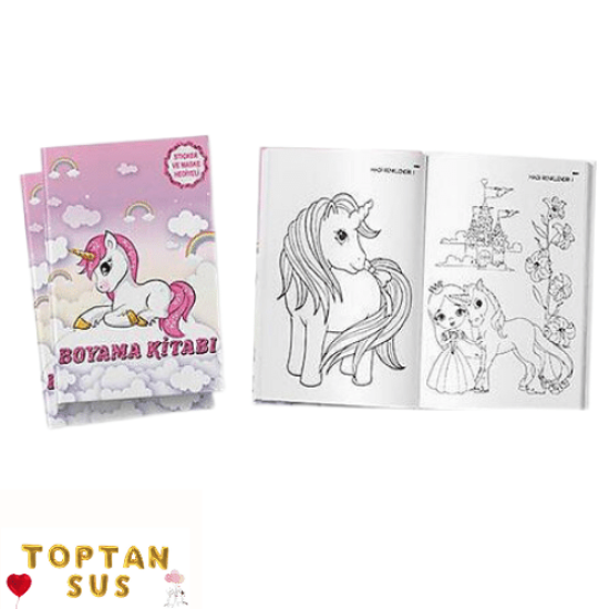 Toptan Unicorn Boyama Kitabı Stickerlı (16 Sayfa)