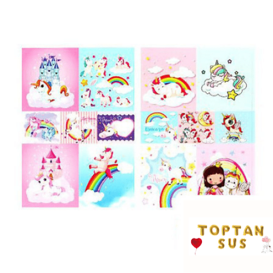 Toptan Unicorn Boyama Kitabı Stickerlı (16 Sayfa)