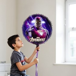 Toptan Avengers İron Man Yuvarlak Folyo Balon