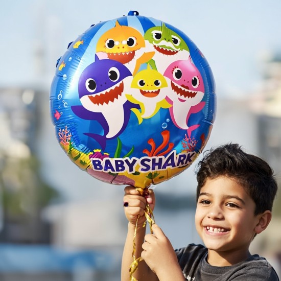 Toptan Baby Shark Yuvarlak Folyo Balon Toptan Baby Shark Yuvarlak Folyo Balon