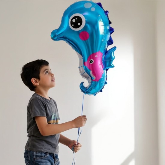 Toptan Deniz Atı Mavi Folyo Balon