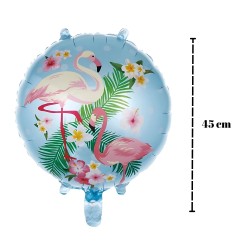 Toptan Flamingo Yuvarlak 18 İnç Folyo Balon Mavi