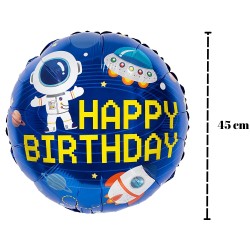 Toptan Uzay Temalı Happy Birthday Yuvarlak Folyo Balon Toptan Uzay Temalı Happy Birthday Yuvarlak Folyo Balon