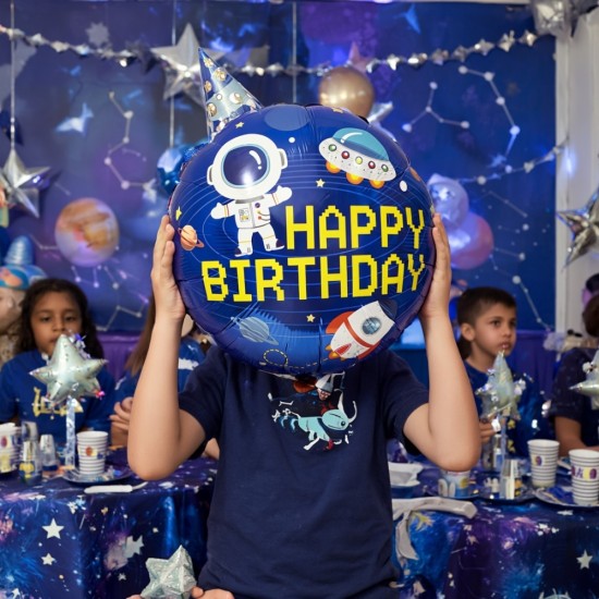 Toptan Uzay Temalı Happy Birthday Yuvarlak Folyo Balon Toptan Uzay Temalı Happy Birthday Yuvarlak Folyo Balon