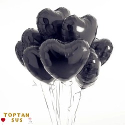 Toptan Siyah Folyo Kalp Balon (45 cm)