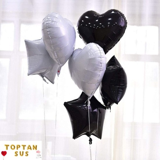 Toptan Siyah Folyo Kalp Balon (45 cm)