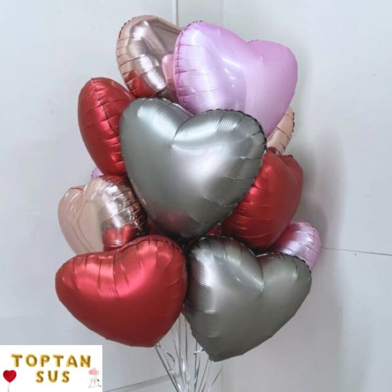 Toptan Gümüş Folyo Kalp Balon (45 cm)