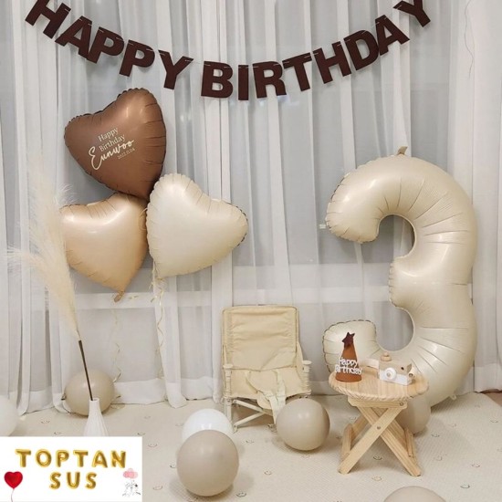 Toptan Bej Folyo Kalp Balon (45 cm)