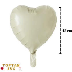 Toptan Bej Folyo Kalp Balon (45 cm)