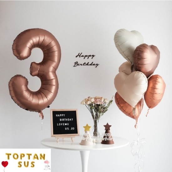 Toptan Karamel Folyo Kalp Balon (45 cm)