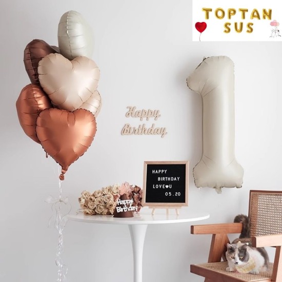 Toptan Krem Folyo Kalp Balon (45 cm)