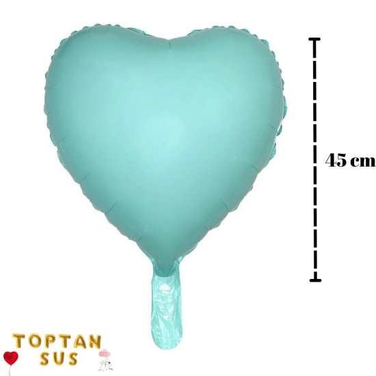 Toptan Mavi Makaron Folyo Kalp Balon (45 cm)