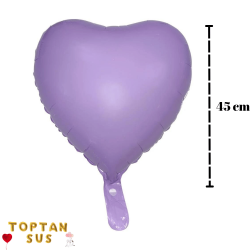 Toptan Mor Makaron Folyo Kalp Balon (45 cm)