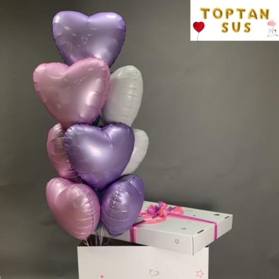 Toptan Mor Makaron Folyo Kalp Balon (45 cm)