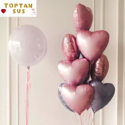 Toptan Pembe Makaron Folyo Kalp Balon (45 cm)