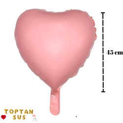 Toptan Pembe Makaron Folyo Kalp Balon (45 cm)