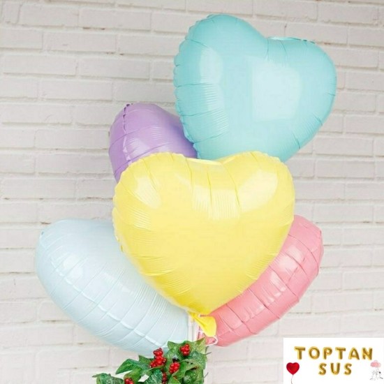 Toptan Sarı Makaron Folyo Kalp Balon (45 cm)