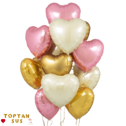 Toptan Gold Folyo Kalp Balon (45 cm)