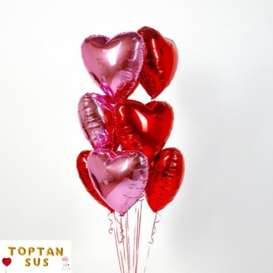 Toptan Kırmızı Folyo Kalp Balon (45 cm)