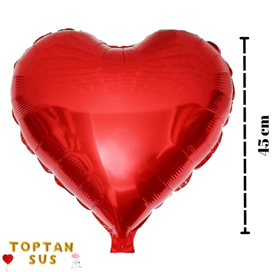 Toptan Kırmızı Folyo Kalp Balon (45 cm)