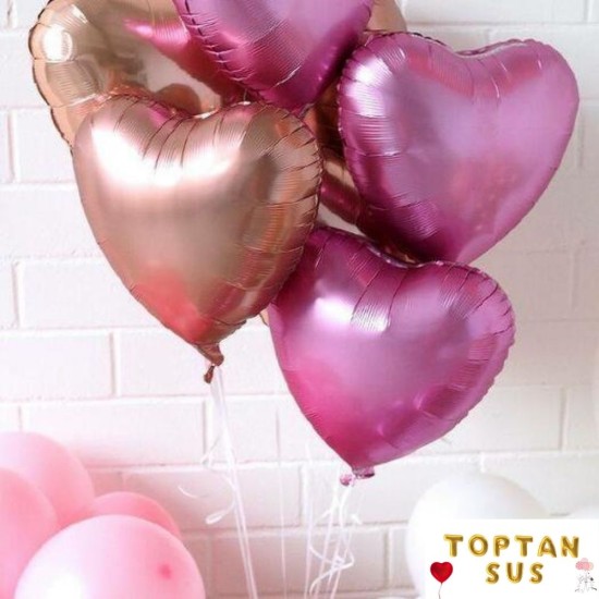 Toptan Rosegold Folyo Kalp Balon (45 cm)