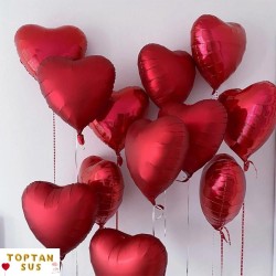 Toptan Kırmızı Folyo Kalp Balon (45 cm)