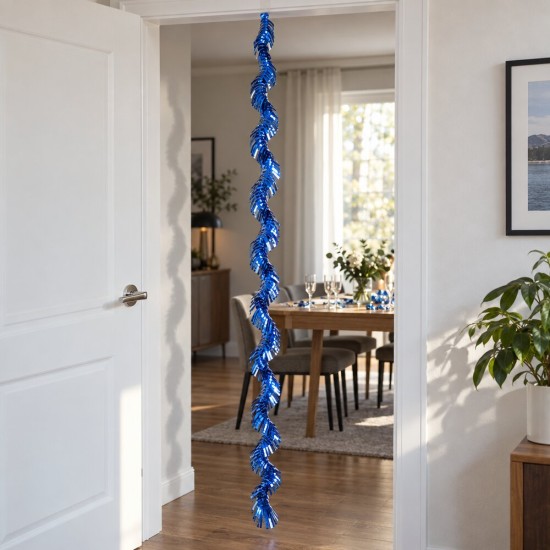 Toptan Metalize Spiral Fransen Mavi 300 cm Toptan Metalize Spiral Fransen Mavi 300 cm
