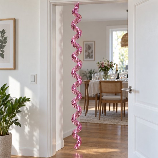 Toptan Metalize Spiral Fransen Pembe 300 cm Toptan Metalize Spiral Fransen Pembe 300 cm