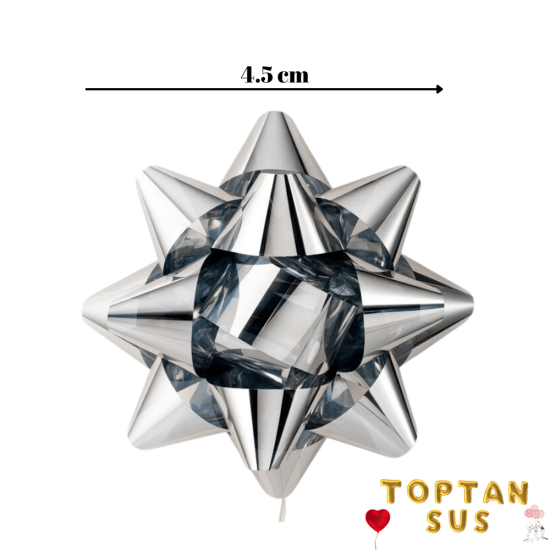 Toptan Hediye Paketi Süsü Metalik Gümüş 100 Adet