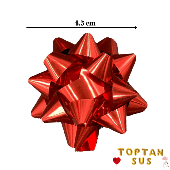 Toptan Hediye Paketi Süsü Metalik Kırmızı 100 Adet