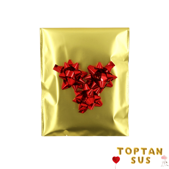 Toptan Hediye Paketi Süsü Metalik Kırmızı 100 Adet