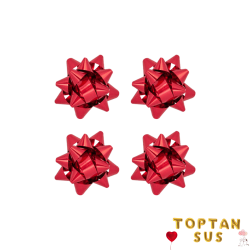Toptan Hediye Paketi Süsü Metalik Kırmızı 100 Adet