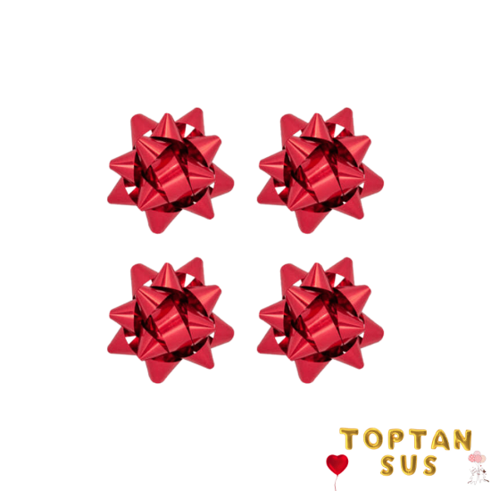 Toptan Hediye Paketi Süsü Metalik Kırmızı 100 Adet