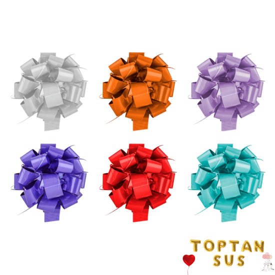 Toptan Hediye Paketi Süsü Plain Ponpon Karışık Renk 24 Adet