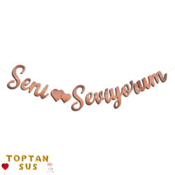 Seni Seviyorum Kaligrafi Banner Rose 