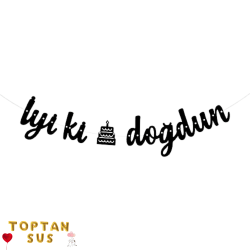 İyi Ki Doğdun Kaligrafi Banner Siyah 