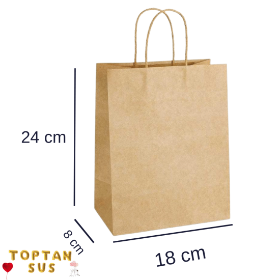 Karton Çanta Düz Kraft 24 Cm 25'li