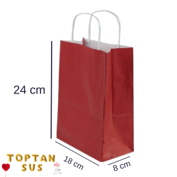 Karton Çanta Düz Bordo 24 Cm 25'li