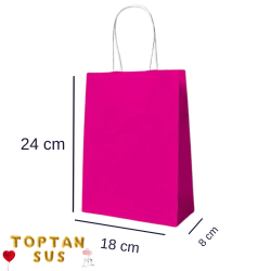 Karton Çanta Düz Fuşya 24 Cm 25'li