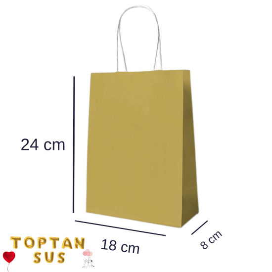 Karton Çanta Düz Gold 24 Cm 25 Adet