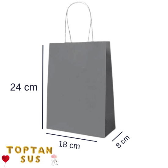 Karton Çanta  Düz Gümüş 24 Cm 25'li