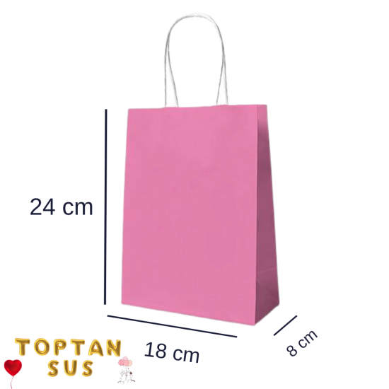 Karton Çanta Düz Pembe 24 Cm 25 Adet