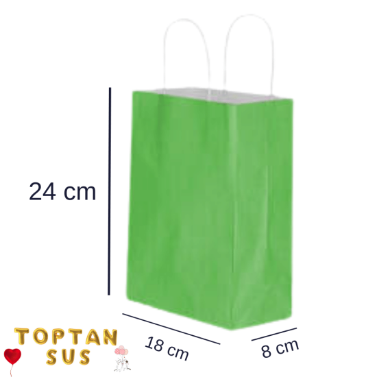 Karton Çanta  Düz Yeşil 24 Cm 25 Adet