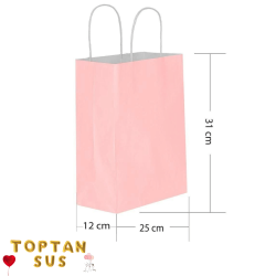 Karton Çanta Düz Pembe 31 Cm 25 Adet