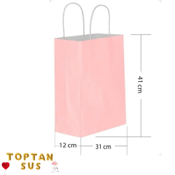 Karton Çanta  Düz Pembe 41 Cm 25 Adet