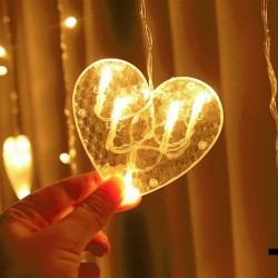 Toptan Dekoratif Kalp Saçak Perde Led Işık Günışığı
